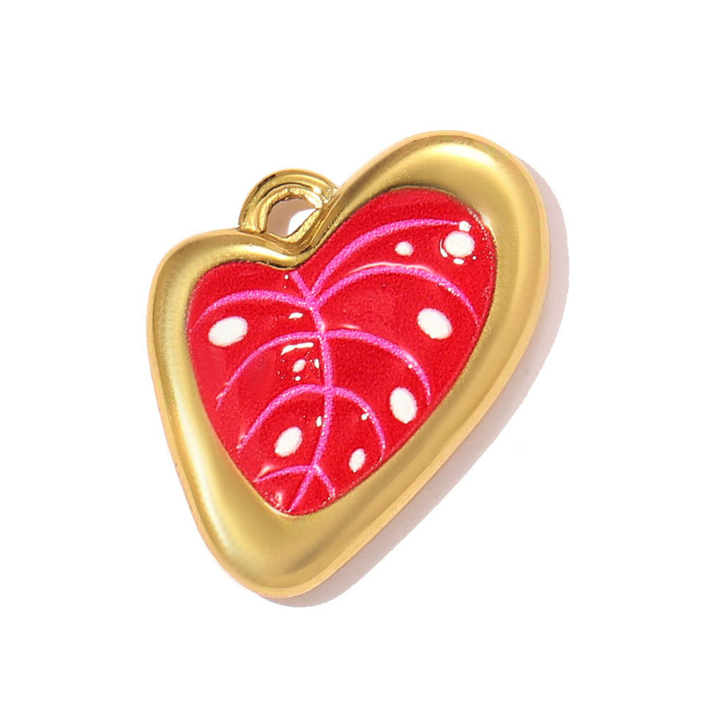 6pcs/pack Stainless Steel Enamel Leaf Love Heart DIY Charms Lollipop Flower Necklace Pendants Women Cross Tail Jewelry Wholesale