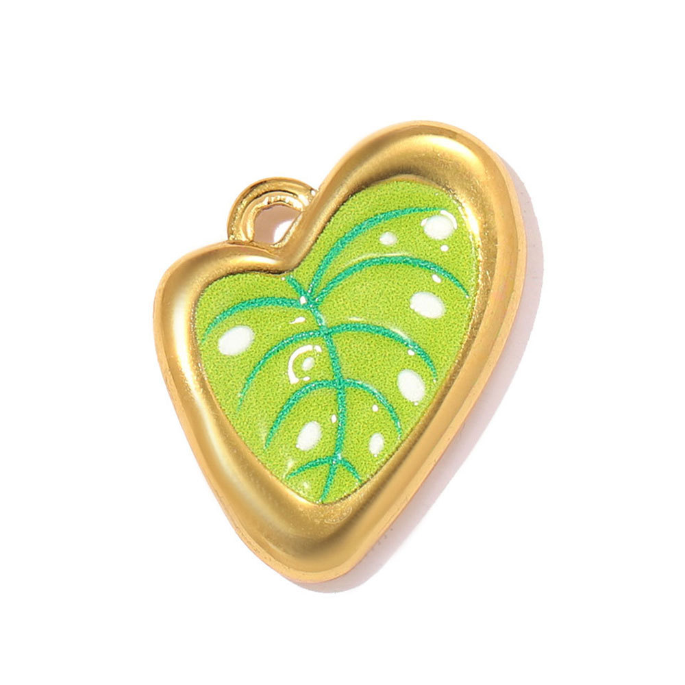 6pcs/pack Stainless Steel Enamel Leaf Love Heart DIY Charms Lollipop Flower Necklace Pendants Women Cross Tail Jewelry Wholesale