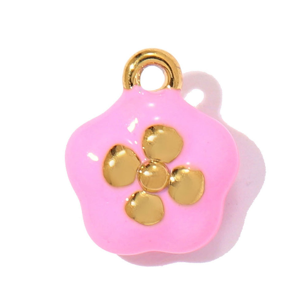 6pcs/pack Stainless Steel Enamel Leaf Love Heart DIY Charms Lollipop Flower Necklace Pendants Women Cross Tail Jewelry Wholesale