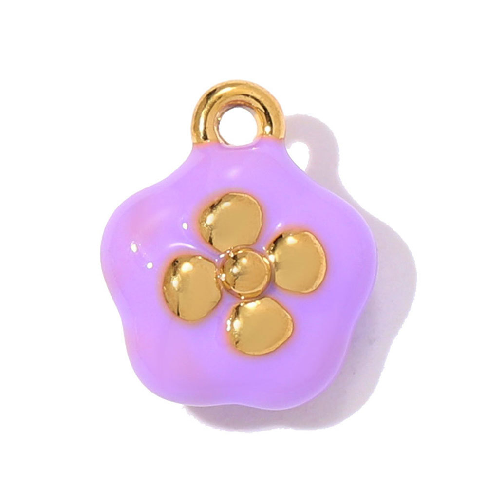 6pcs/pack Stainless Steel Enamel Leaf Love Heart DIY Charms Lollipop Flower Necklace Pendants Women Cross Tail Jewelry Wholesale
