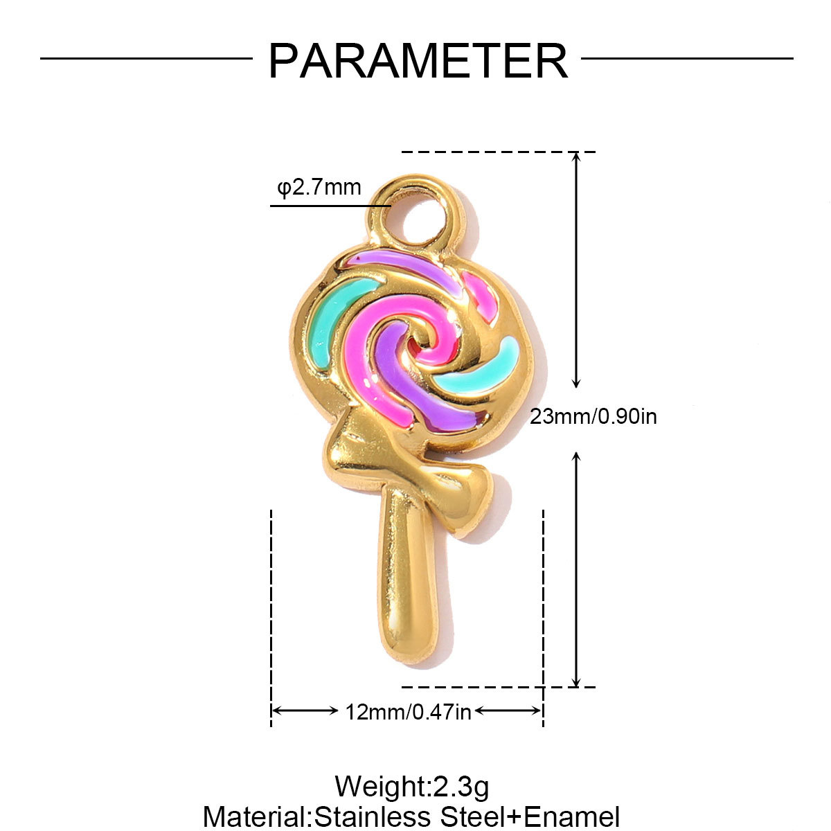 6pcs/pack Stainless Steel Enamel Leaf Love Heart DIY Charms Lollipop Flower Necklace Pendants Women Cross Tail Jewelry Wholesale