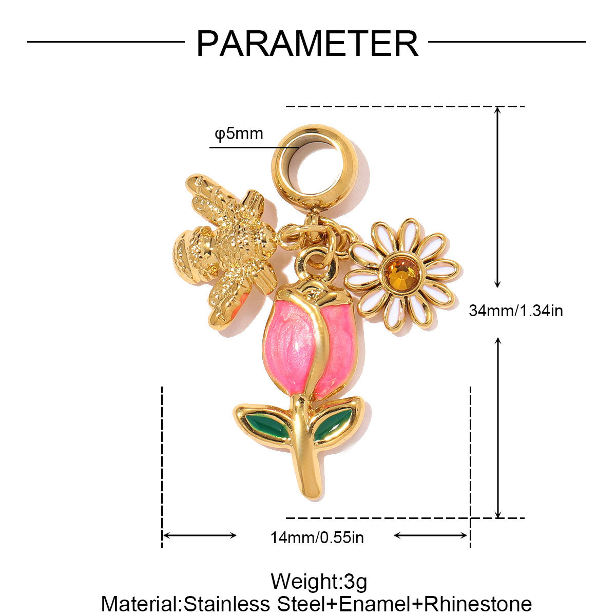 6pcs/pack Stainless Steel Rose Flowers DIY Bracelet Charms Lipstick Bike Heart Necklace Pendants Women Suitcase Jewelry Wholesale