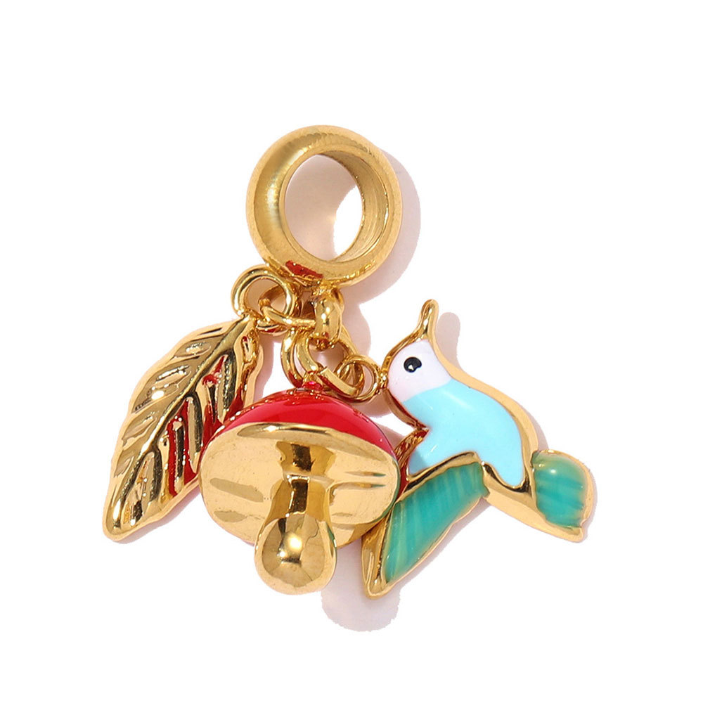 6pcs/pack Stainless Steel Rose Flowers DIY Bracelet Charms Lipstick Bike Heart Necklace Pendants Women Suitcase Jewelry Wholesale
