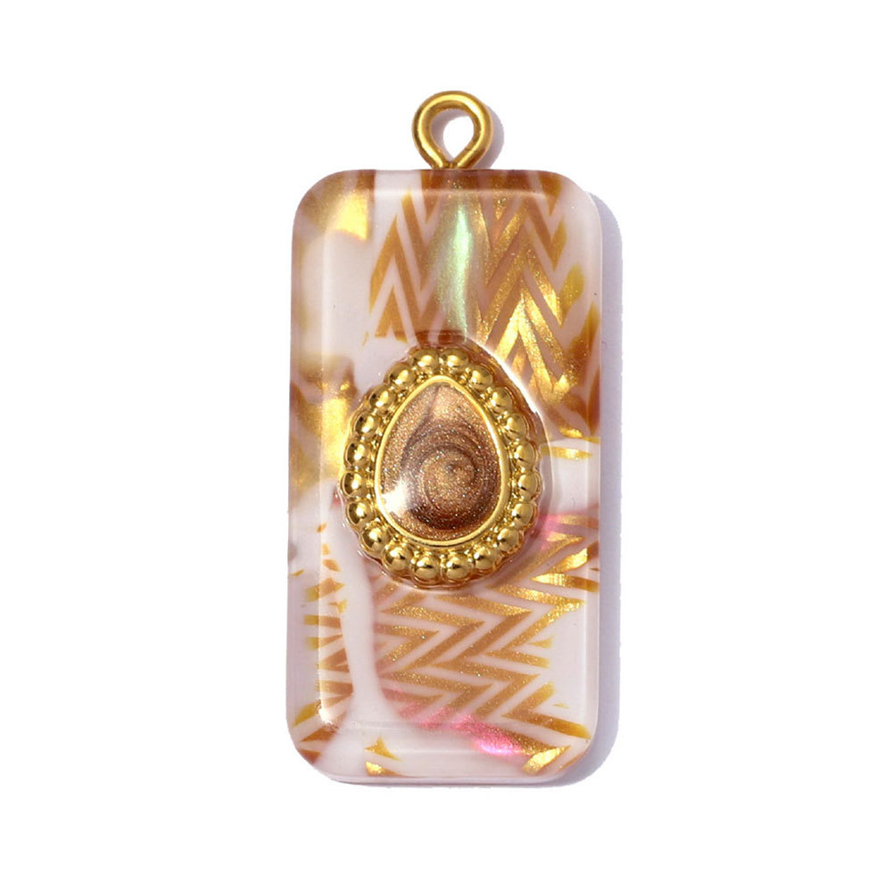 6pcs/pack Stainless Steel Geometric Resin DIY Earring Charms Waterdrop Necklace Pendants Women Sun Flower Jewelry Wholesale