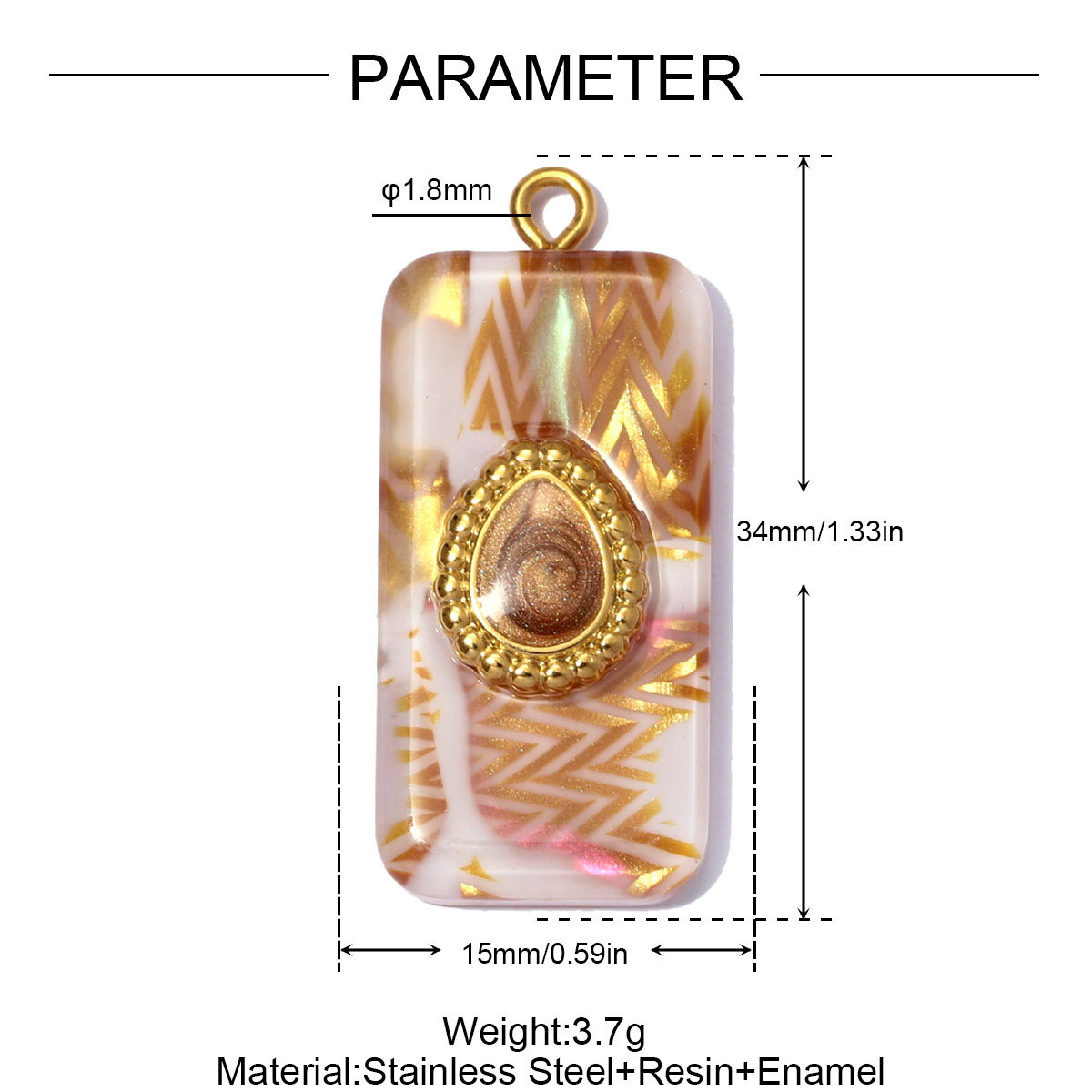 6pcs/pack Stainless Steel Geometric Resin DIY Earring Charms Waterdrop Necklace Pendants Women Sun Flower Jewelry Wholesale