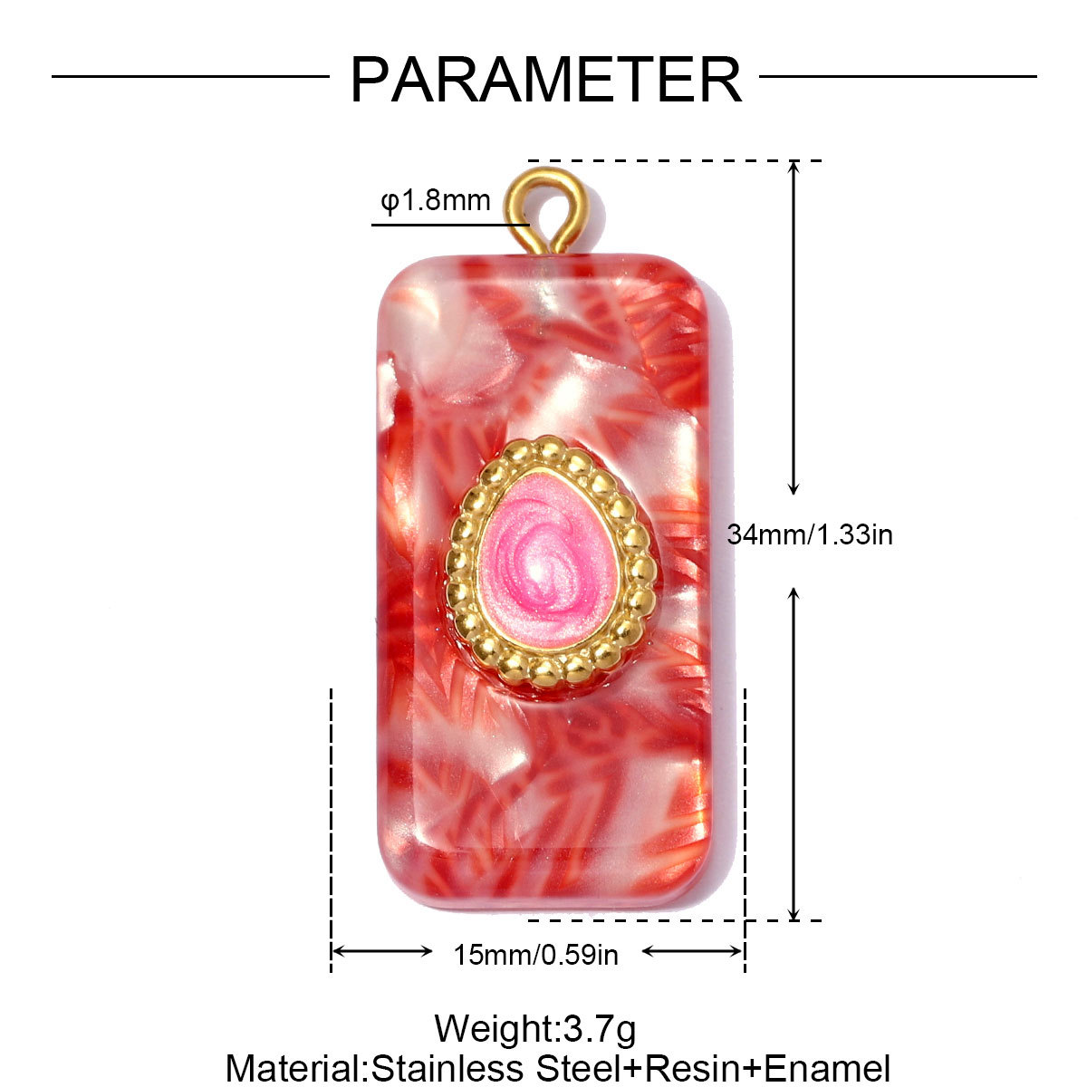 6pcs/pack Stainless Steel Geometric Resin DIY Earring Charms Waterdrop Necklace Pendants Women Sun Flower Jewelry Wholesale