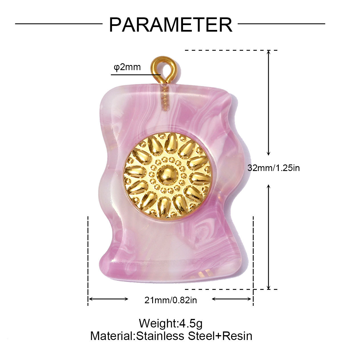 6pcs/pack Stainless Steel Geometric Resin DIY Earring Charms Waterdrop Necklace Pendants Women Sun Flower Jewelry Wholesale