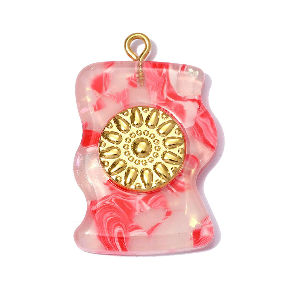 6pcs/pack Stainless Steel Geometric Resin DIY Earring Charms Waterdrop Necklace Pendants Women Sun Flower Jewelry Wholesale