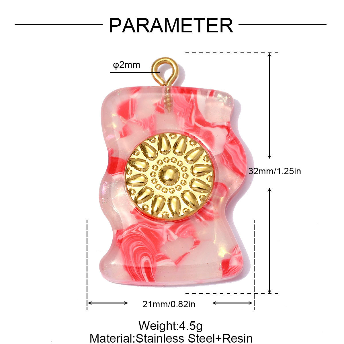 6pcs/pack Stainless Steel Geometric Resin DIY Earring Charms Waterdrop Necklace Pendants Women Sun Flower Jewelry Wholesale