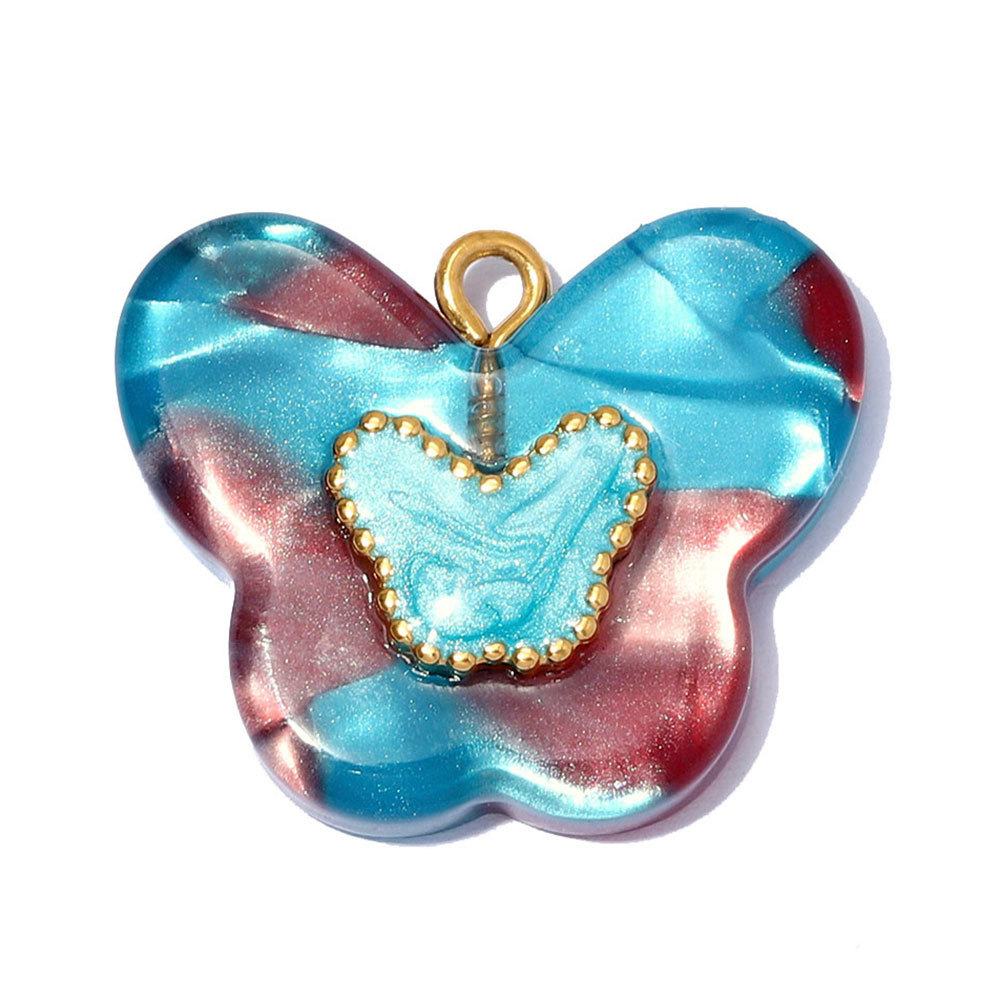 6pcs/pack Stainless Steel Resin Butterfly Starfish DIY Earring Charm Sun Flower Necklace Pendants Women Dove Bird Jewelry Wholesale