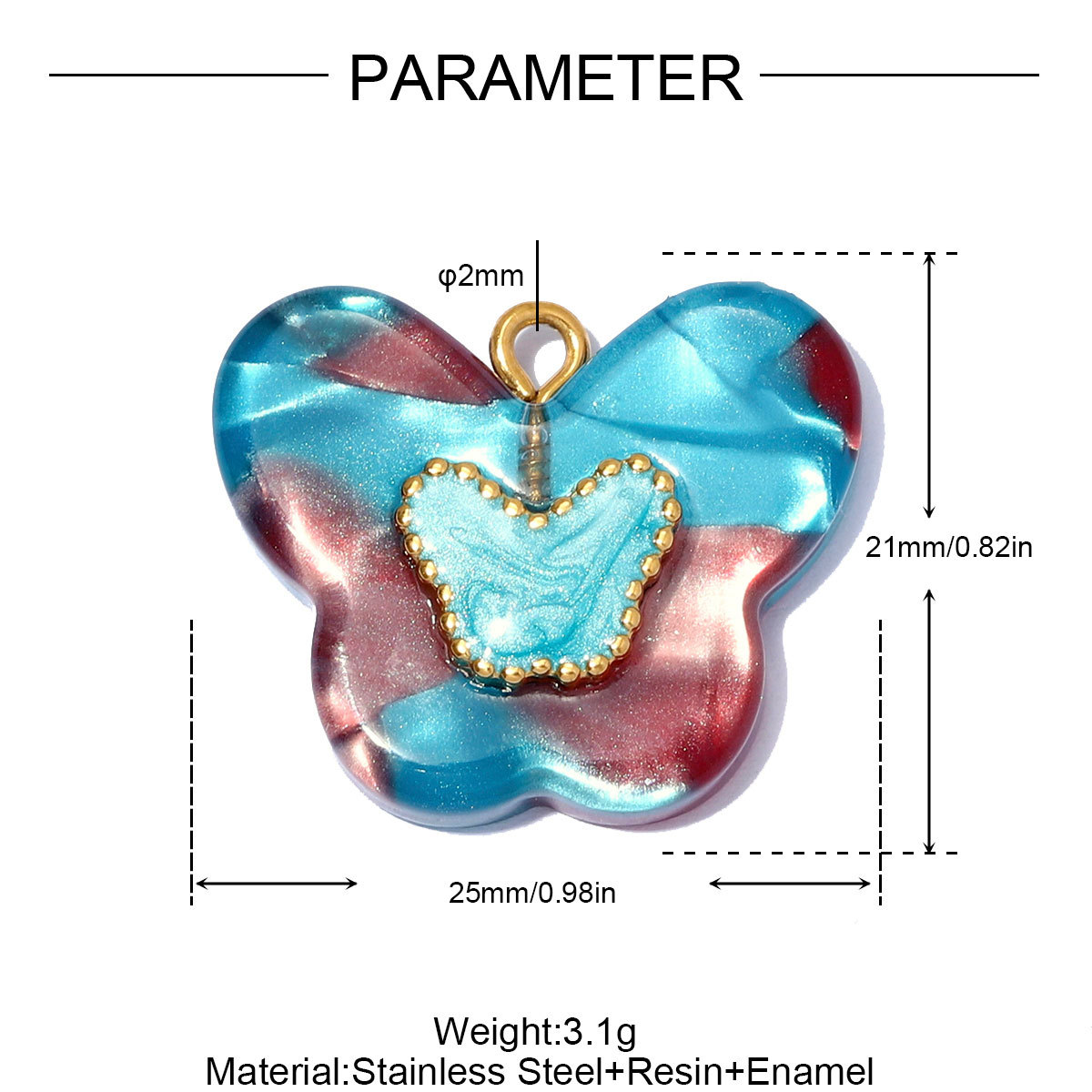 6pcs/pack Stainless Steel Resin Butterfly Starfish DIY Earring Charm Sun Flower Necklace Pendants Women Dove Bird Jewelry Wholesale
