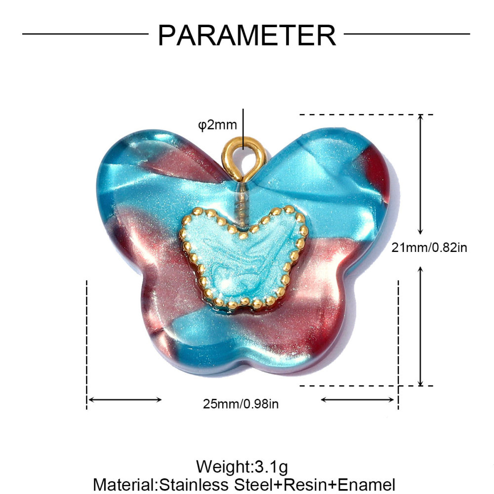 6pcs/pack Stainless Steel Resin Butterfly Starfish DIY Earring Charm Sun Flower Necklace Pendants Women Dove Bird Jewelry Wholesale