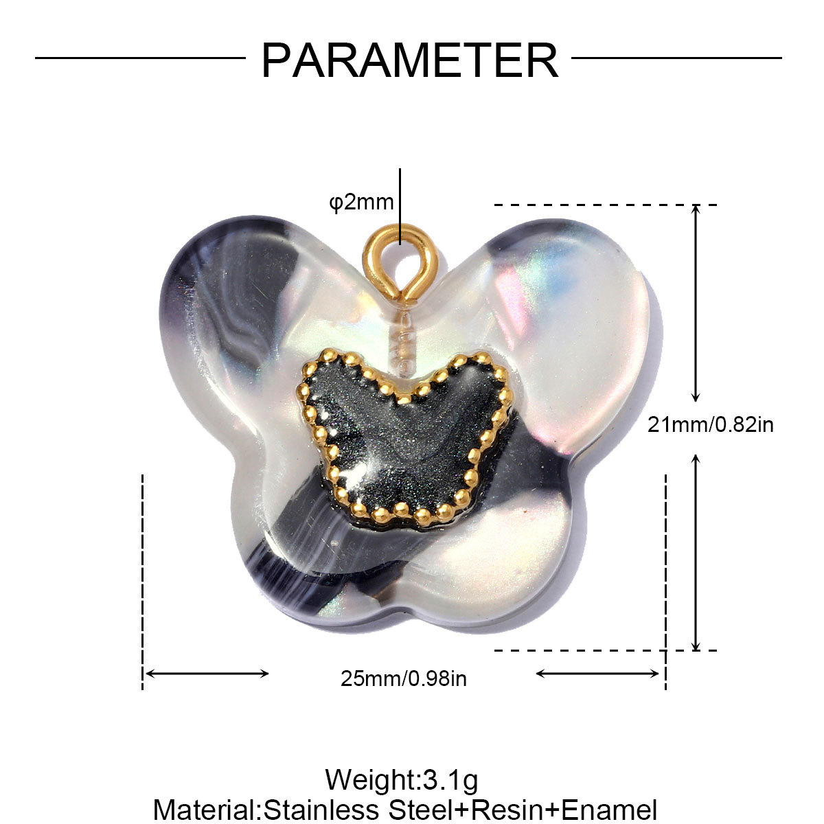 6pcs/pack Stainless Steel Resin Butterfly Starfish DIY Earring Charm Sun Flower Necklace Pendants Women Dove Bird Jewelry Wholesale