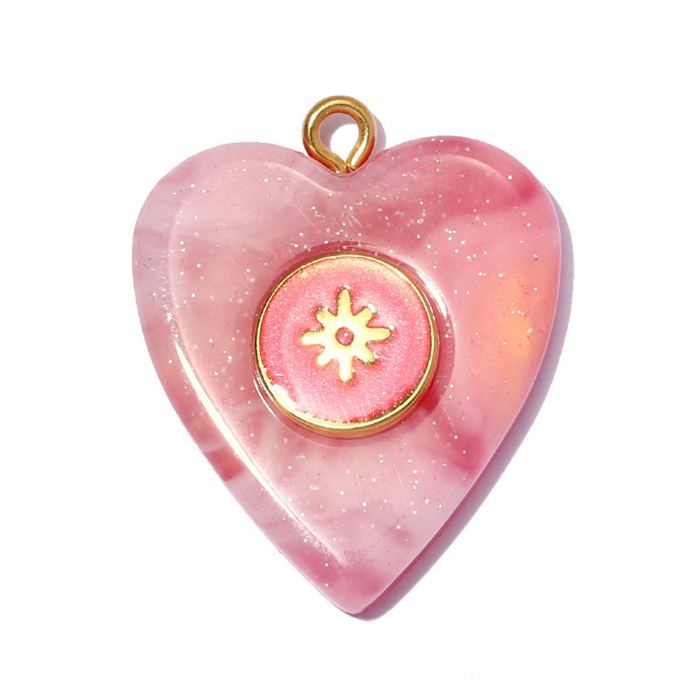 6pcs/pack Stainless Steel Resin Waterdrop Heart DIY Bracelet Charm Evil Eye Oval Necklace Pendants Women Star Sun Jewelry Wholesale