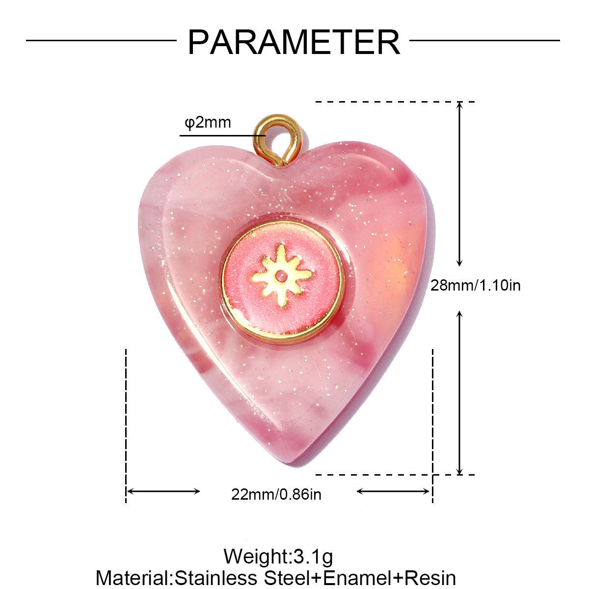 6pcs/pack Stainless Steel Resin Waterdrop Heart DIY Bracelet Charm Evil Eye Oval Necklace Pendants Women Star Sun Jewelry Wholesale