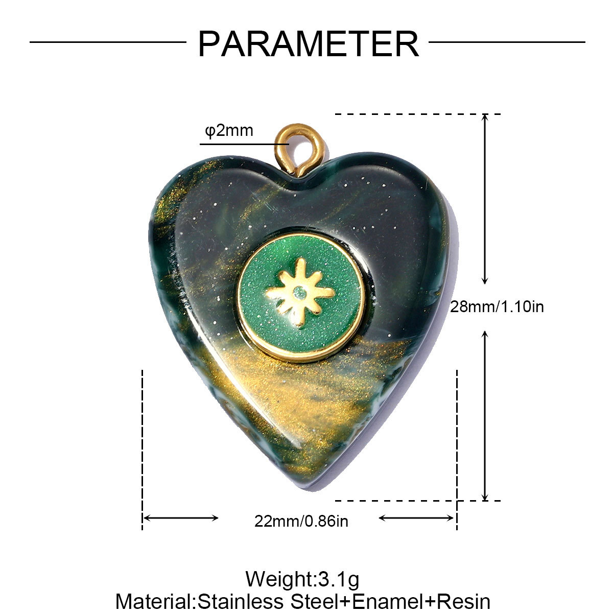 6pcs/pack Stainless Steel Resin Waterdrop Heart DIY Bracelet Charm Evil Eye Oval Necklace Pendants Women Star Sun Jewelry Wholesale