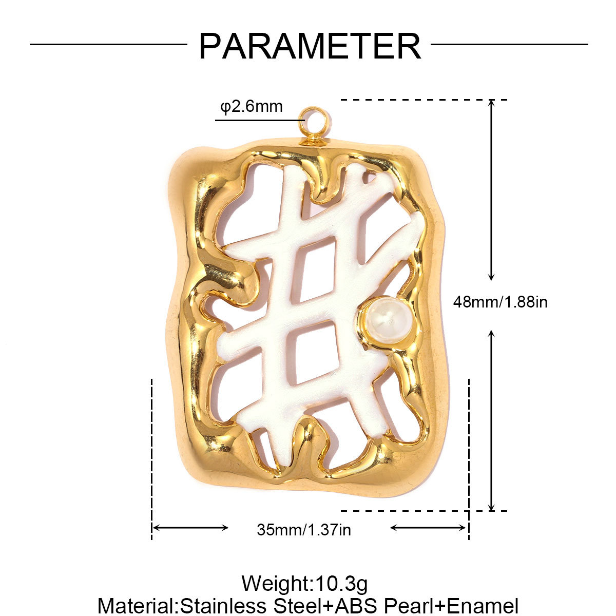 6pcs/pack Stainless Steel Hollow Pearl DIY Earring Charm Enamel Waffle Necklace Pendant Women Creativity Geometric Jewelry Wholesale