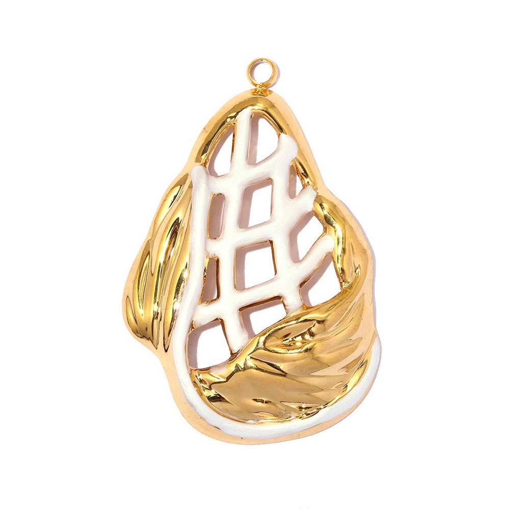 6pcs/pack Stainless Steel Hollow Pearl DIY Earring Charm Enamel Waffle Necklace Pendant Women Creativity Geometric Jewelry Wholesale