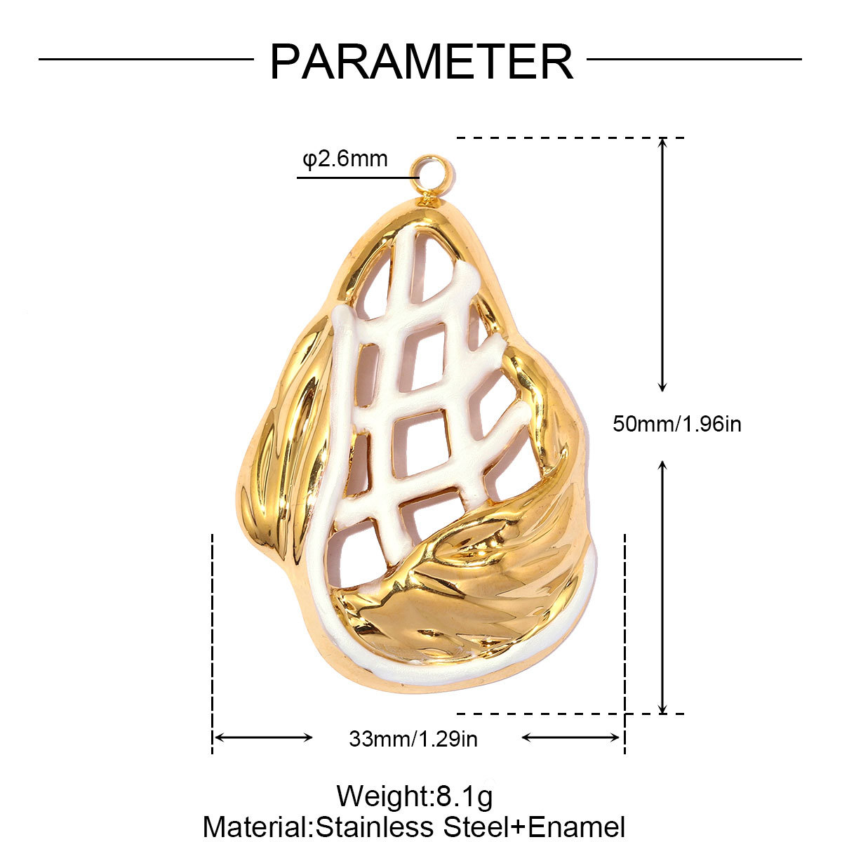 6pcs/pack Stainless Steel Hollow Pearl DIY Earring Charm Enamel Waffle Necklace Pendant Women Creativity Geometric Jewelry Wholesale