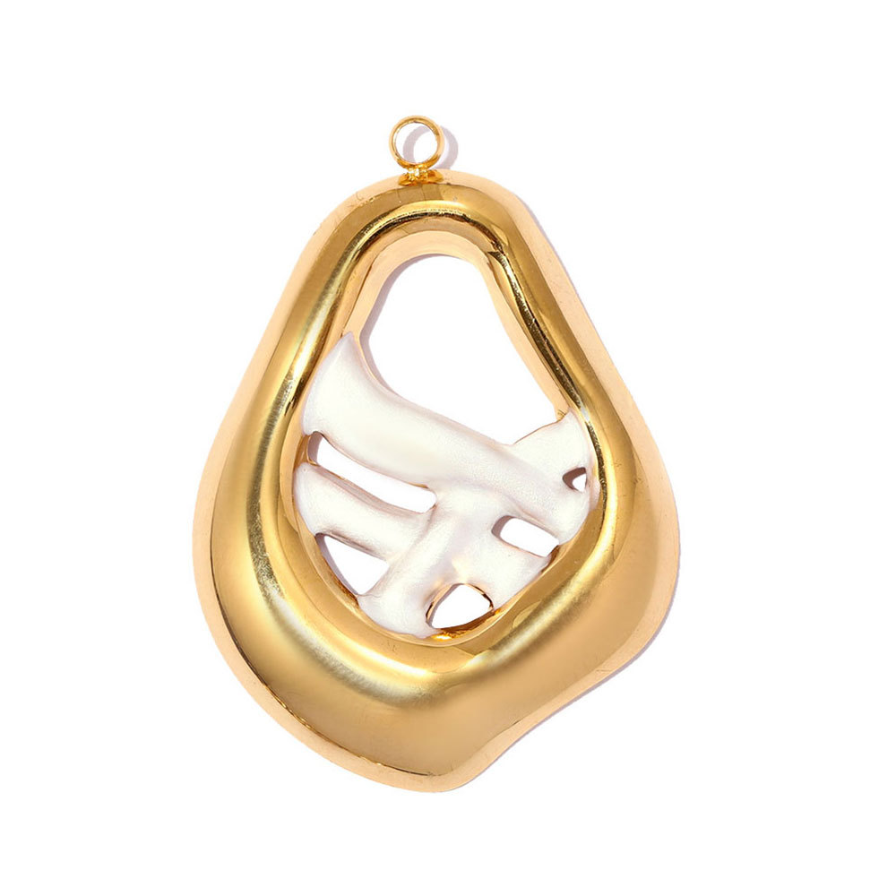 6pcs/pack Stainless Steel Hollow Pearl DIY Earring Charm Enamel Waffle Necklace Pendant Women Creativity Geometric Jewelry Wholesale