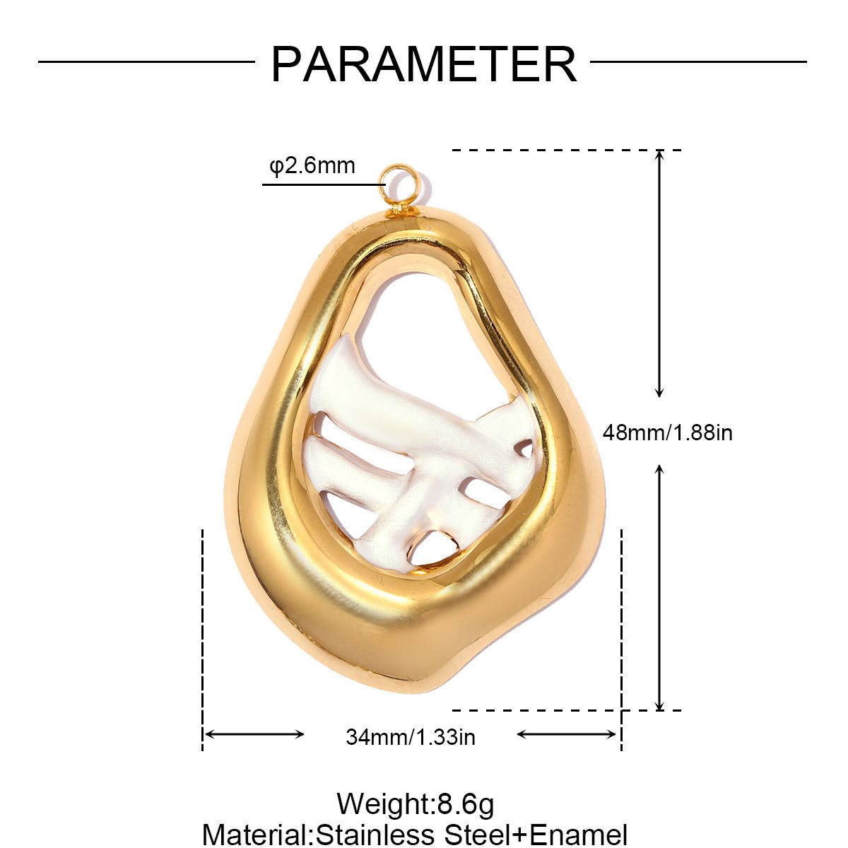 6pcs/pack Stainless Steel Hollow Pearl DIY Earring Charm Enamel Waffle Necklace Pendant Women Creativity Geometric Jewelry Wholesale