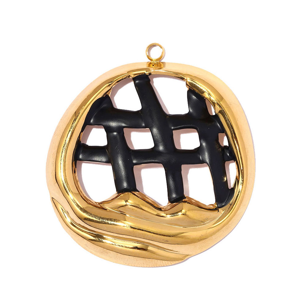 6pcs/pack Stainless Steel Hollow Pearl DIY Earring Charm Enamel Waffle Necklace Pendant Women Creativity Geometric Jewelry Wholesale