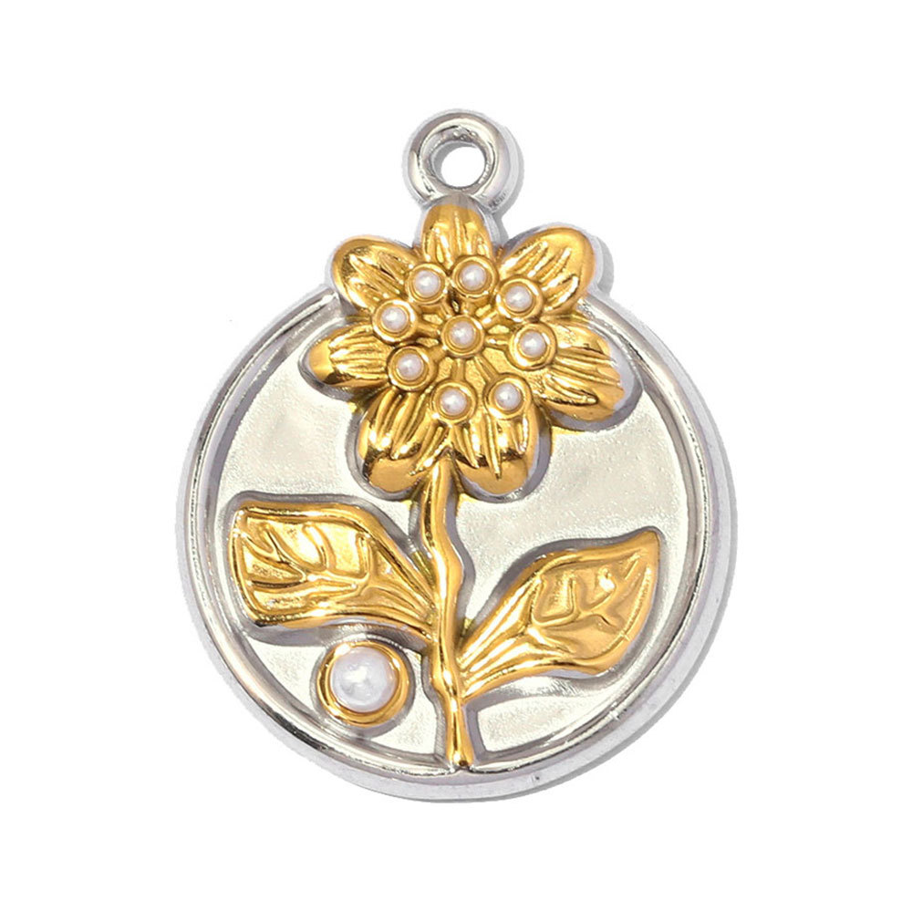 6pcs/pack Stainless Steel Two Tone Flower Plam Guam DIY Charms Horse Snake Fried Egg Pendant Women Eye Sun Jewelry Wholesale