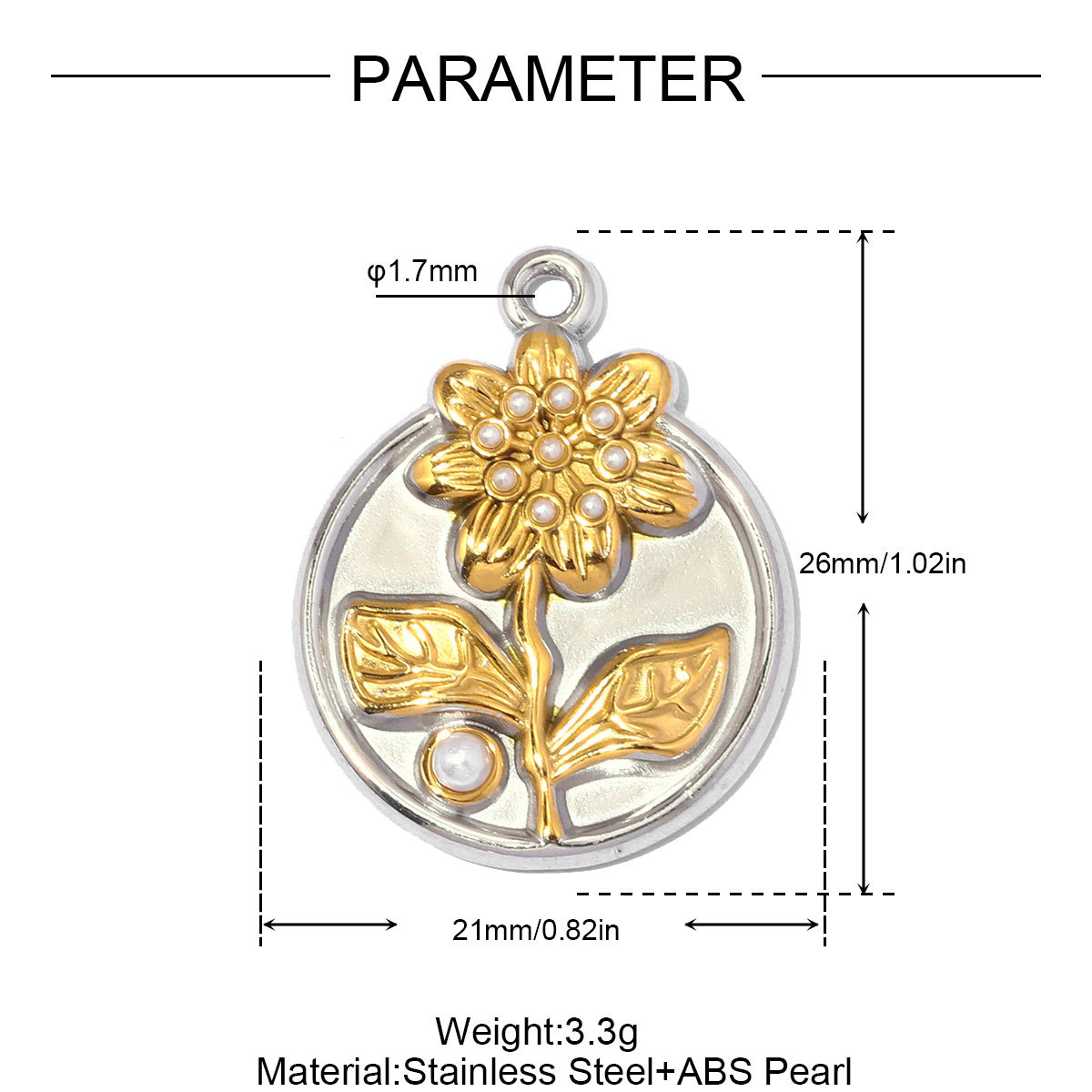 6pcs/pack Stainless Steel Two Tone Flower Plam Guam DIY Charms Horse Snake Fried Egg Pendant Women Eye Sun Jewelry Wholesale