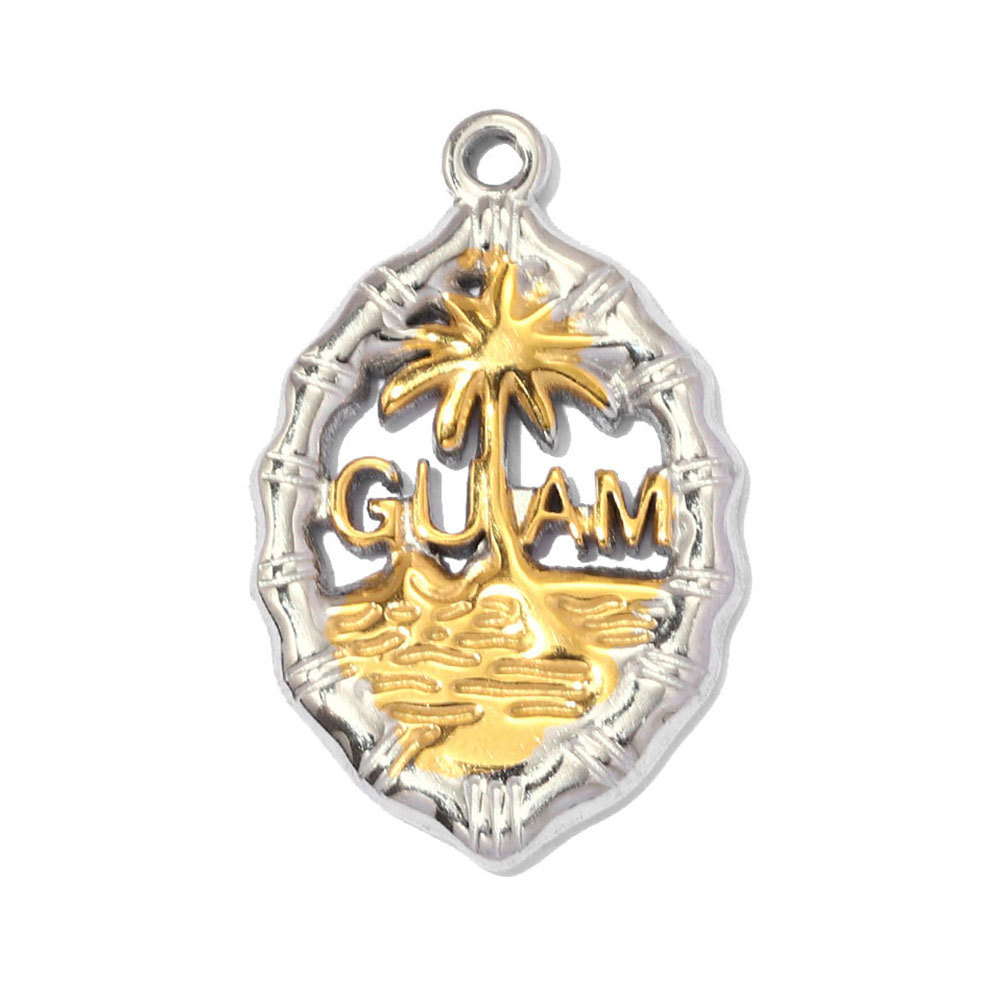 6pcs/pack Stainless Steel Two Tone Flower Plam Guam DIY Charms Horse Snake Fried Egg Pendant Women Eye Sun Jewelry Wholesale