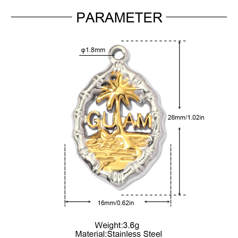 6pcs/pack Stainless Steel Two Tone Flower Plam Guam DIY Charms Horse Snake Fried Egg Pendant Women Eye Sun Jewelry Wholesale