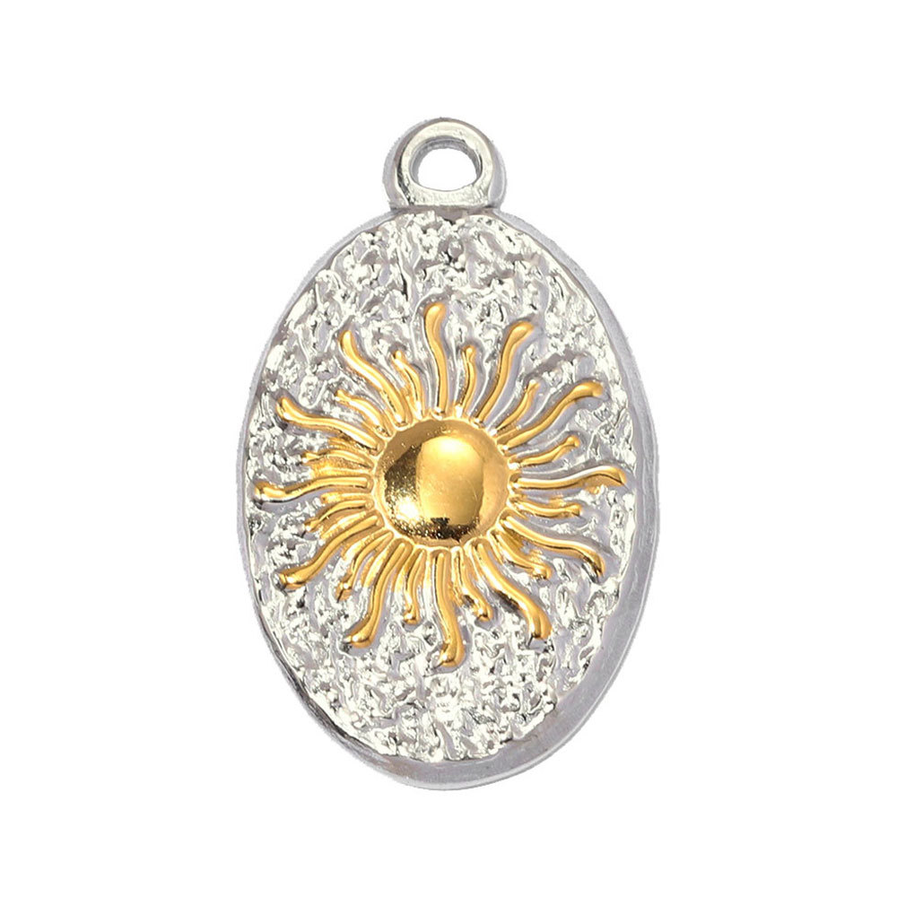 6pcs/pack Stainless Steel Two Tone Flower Plam Guam DIY Charms Horse Snake Fried Egg Pendant Women Eye Sun Jewelry Wholesale