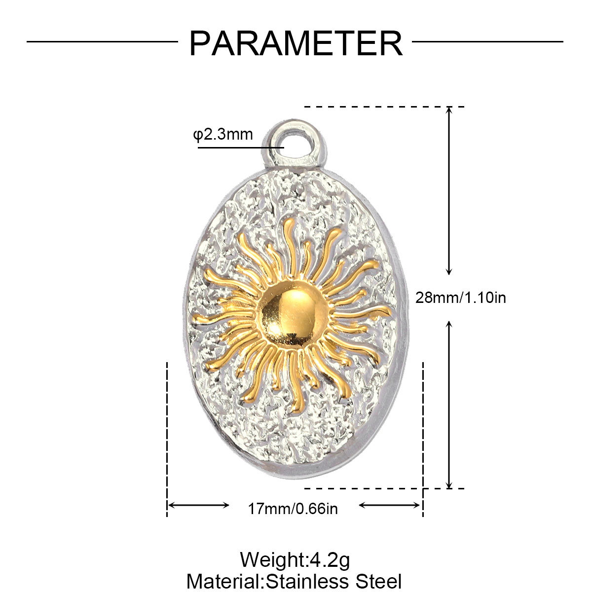 6pcs/pack Stainless Steel Two Tone Flower Plam Guam DIY Charms Horse Snake Fried Egg Pendant Women Eye Sun Jewelry Wholesale