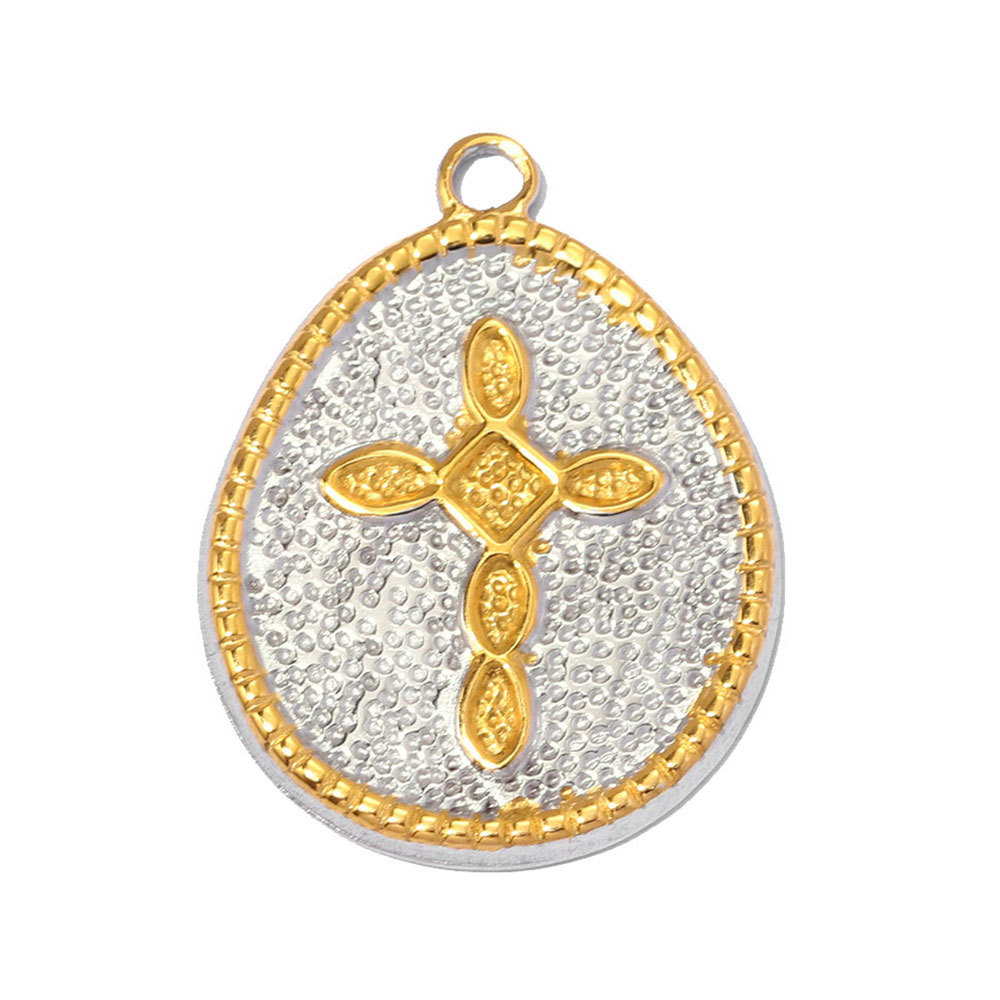 6pcs/pack Stainless Steel Two Tone Flower Plam Guam DIY Charms Horse Snake Fried Egg Pendant Women Eye Sun Jewelry Wholesale