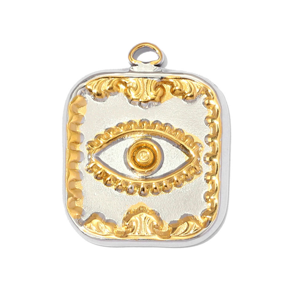 6pcs/pack Stainless Steel Two Tone Flower Plam Guam DIY Charms Horse Snake Fried Egg Pendant Women Eye Sun Jewelry Wholesale
