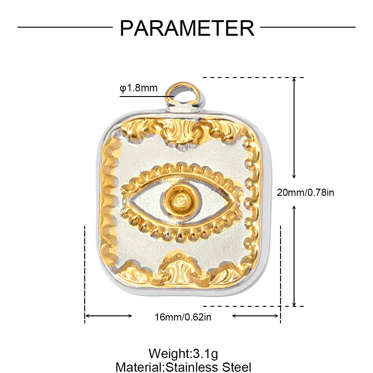 6pcs/pack Stainless Steel Two Tone Flower Plam Guam DIY Charms Horse Snake Fried Egg Pendant Women Eye Sun Jewelry Wholesale
