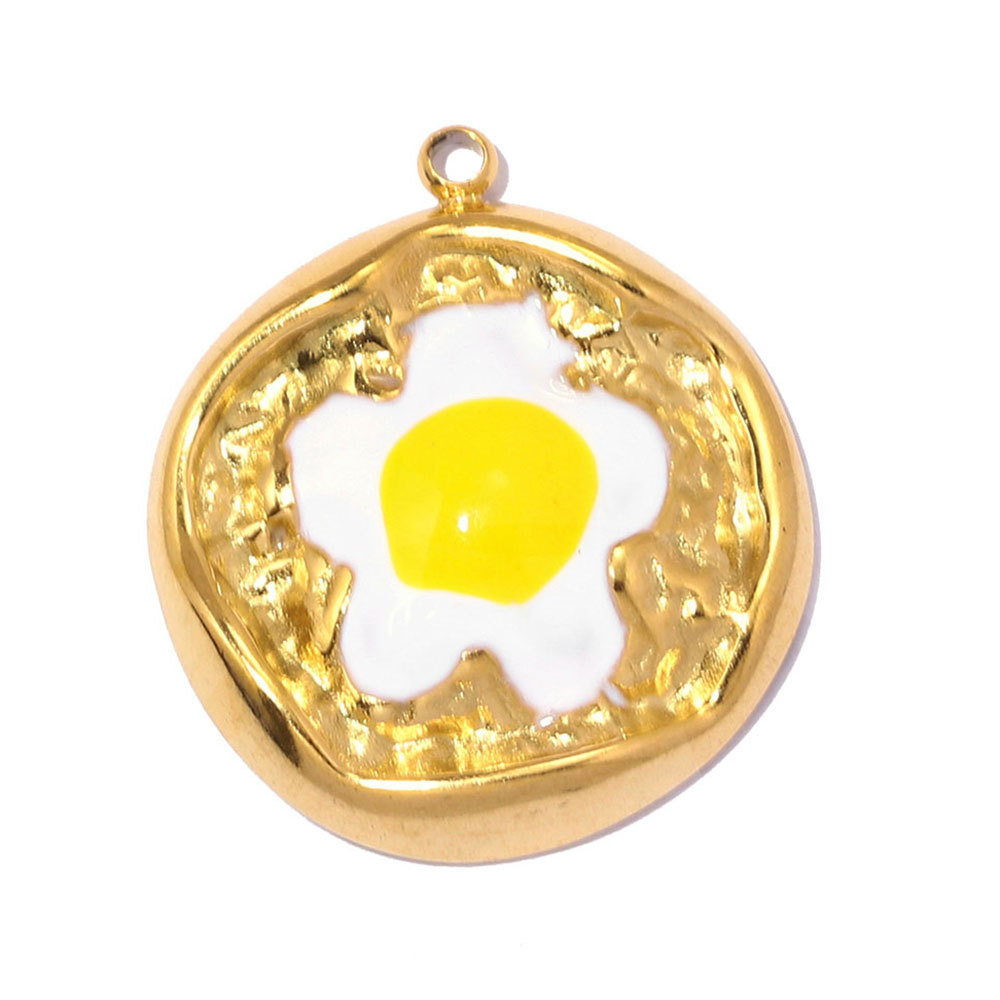 6pcs/pack Stainless Steel Two Tone Flower Plam Guam DIY Charms Horse Snake Fried Egg Pendant Women Eye Sun Jewelry Wholesale