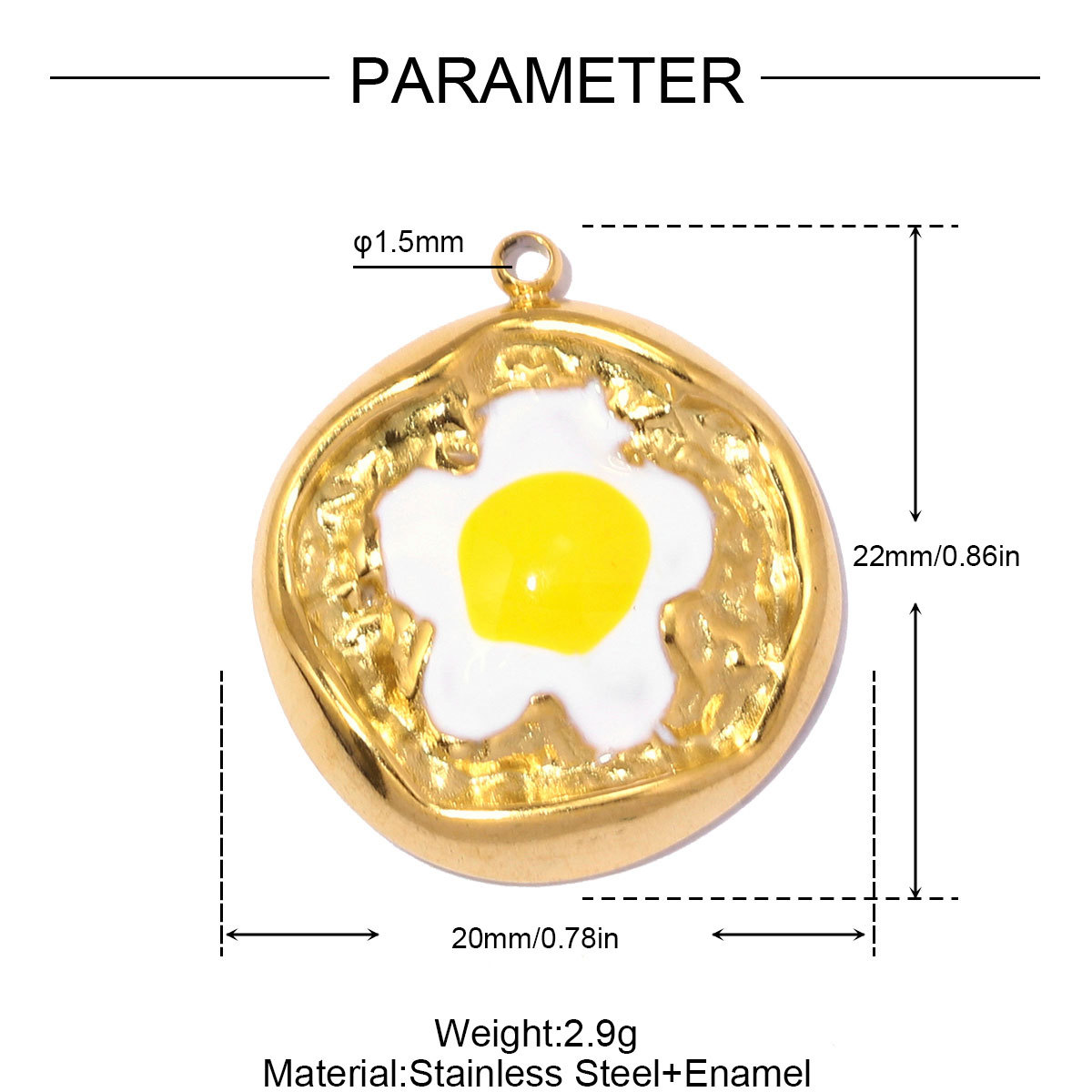 6pcs/pack Stainless Steel Two Tone Flower Plam Guam DIY Charms Horse Snake Fried Egg Pendant Women Eye Sun Jewelry Wholesale