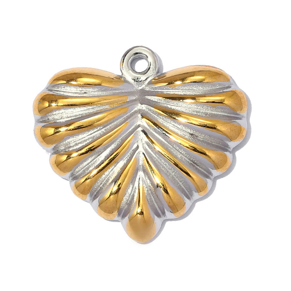 6pcs/pack Stainless Steel Two Tone Flower DIY Bracelet Charms Sun Love Heart Pendant Women Geometric Round Jewelry Wholesale