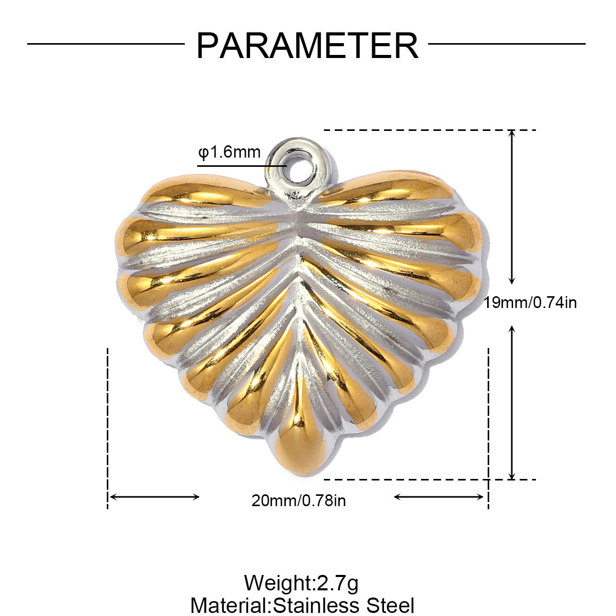 6pcs/pack Stainless Steel Two Tone Flower DIY Bracelet Charms Sun Love Heart Pendant Women Geometric Round Jewelry Wholesale