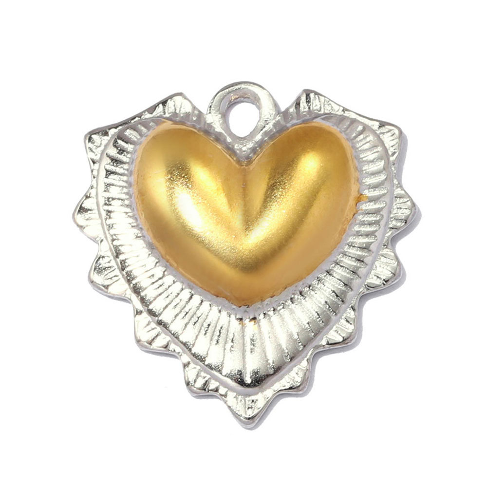 6pcs/pack Stainless Steel Two Tone Flower DIY Bracelet Charms Sun Love Heart Pendant Women Geometric Round Jewelry Wholesale