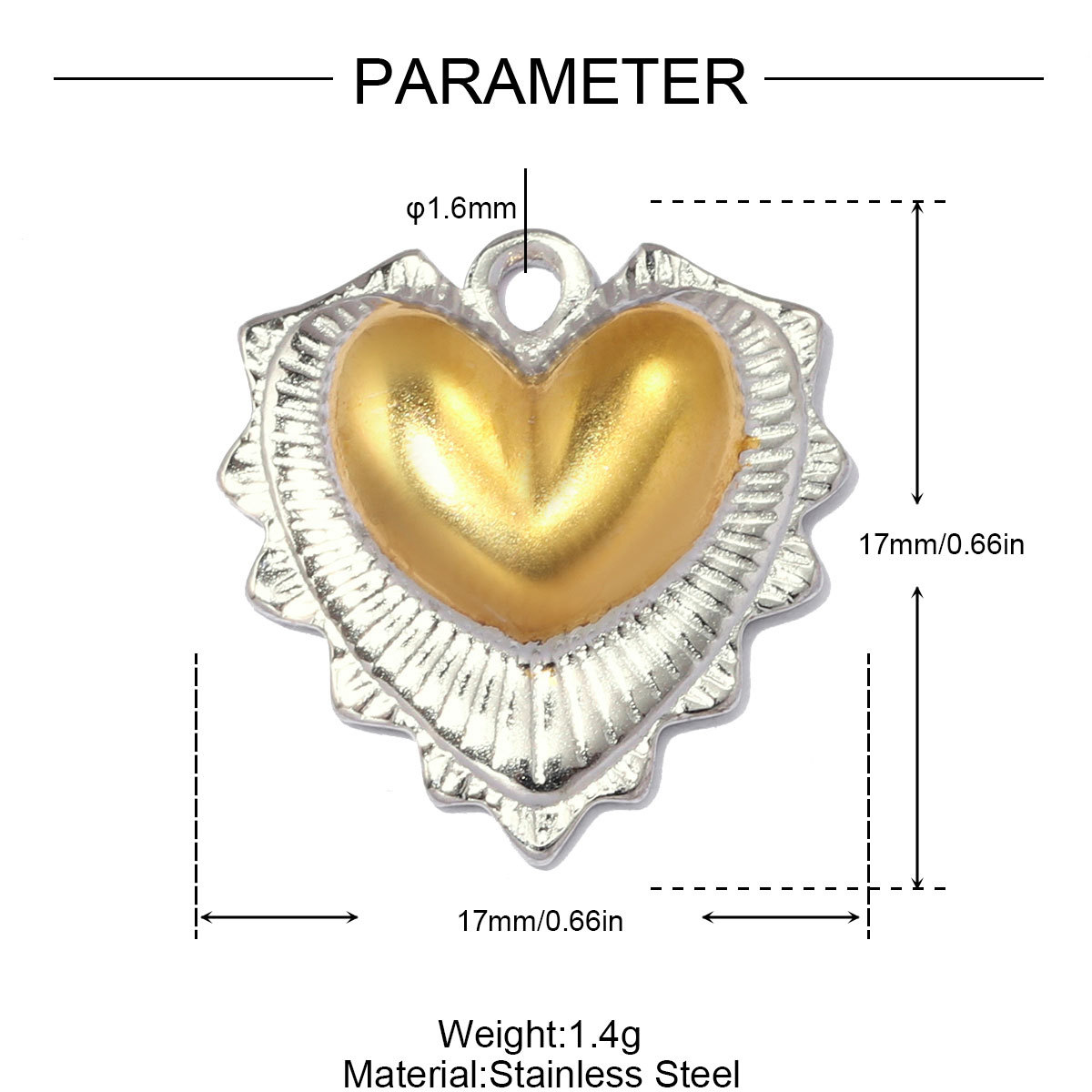 6pcs/pack Stainless Steel Two Tone Flower DIY Bracelet Charms Sun Love Heart Pendant Women Geometric Round Jewelry Wholesale