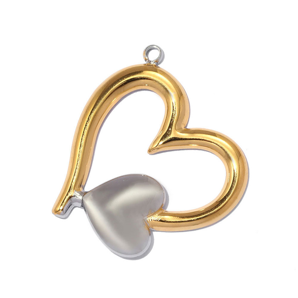 6pcs/pack Stainless Steel Two Tone Flower DIY Bracelet Charms Sun Love Heart Pendant Women Geometric Round Jewelry Wholesale