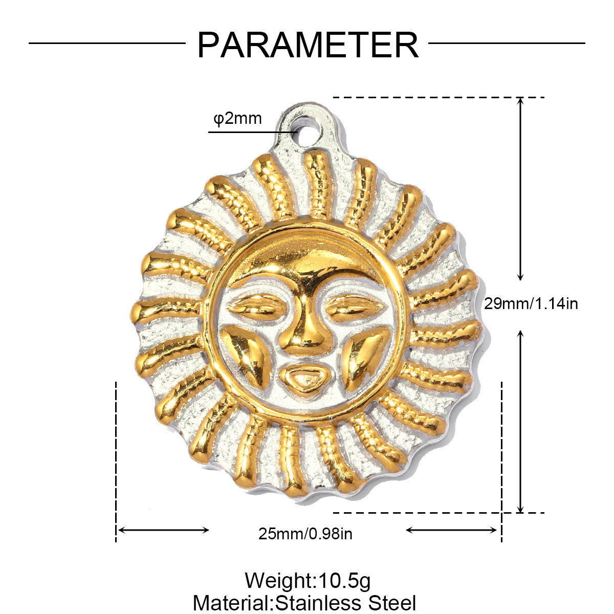 6pcs/pack Stainless Steel Two Tone Sun Leaf DIY Charms Cross Eye Rudder Necklace Pendant Women Rose Flower Jewelry Wholesale