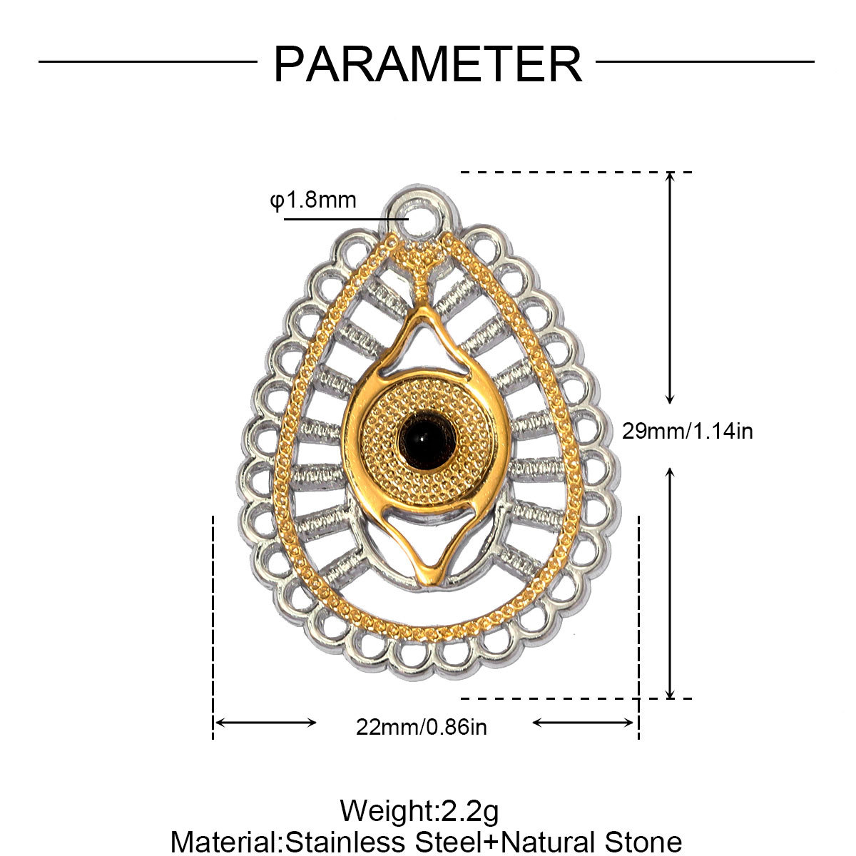 6pcs/pack Stainless Steel Two Tone Sun Leaf DIY Charms Cross Eye Rudder Necklace Pendant Women Rose Flower Jewelry Wholesale