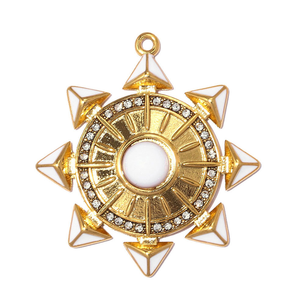 6pcs/pack Stainless Steel Two Tone Sun Leaf DIY Charms Cross Eye Rudder Necklace Pendant Women Rose Flower Jewelry Wholesale