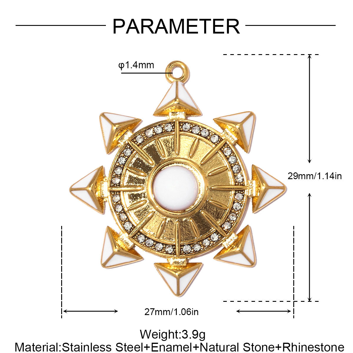 6pcs/pack Stainless Steel Two Tone Sun Leaf DIY Charms Cross Eye Rudder Necklace Pendant Women Rose Flower Jewelry Wholesale