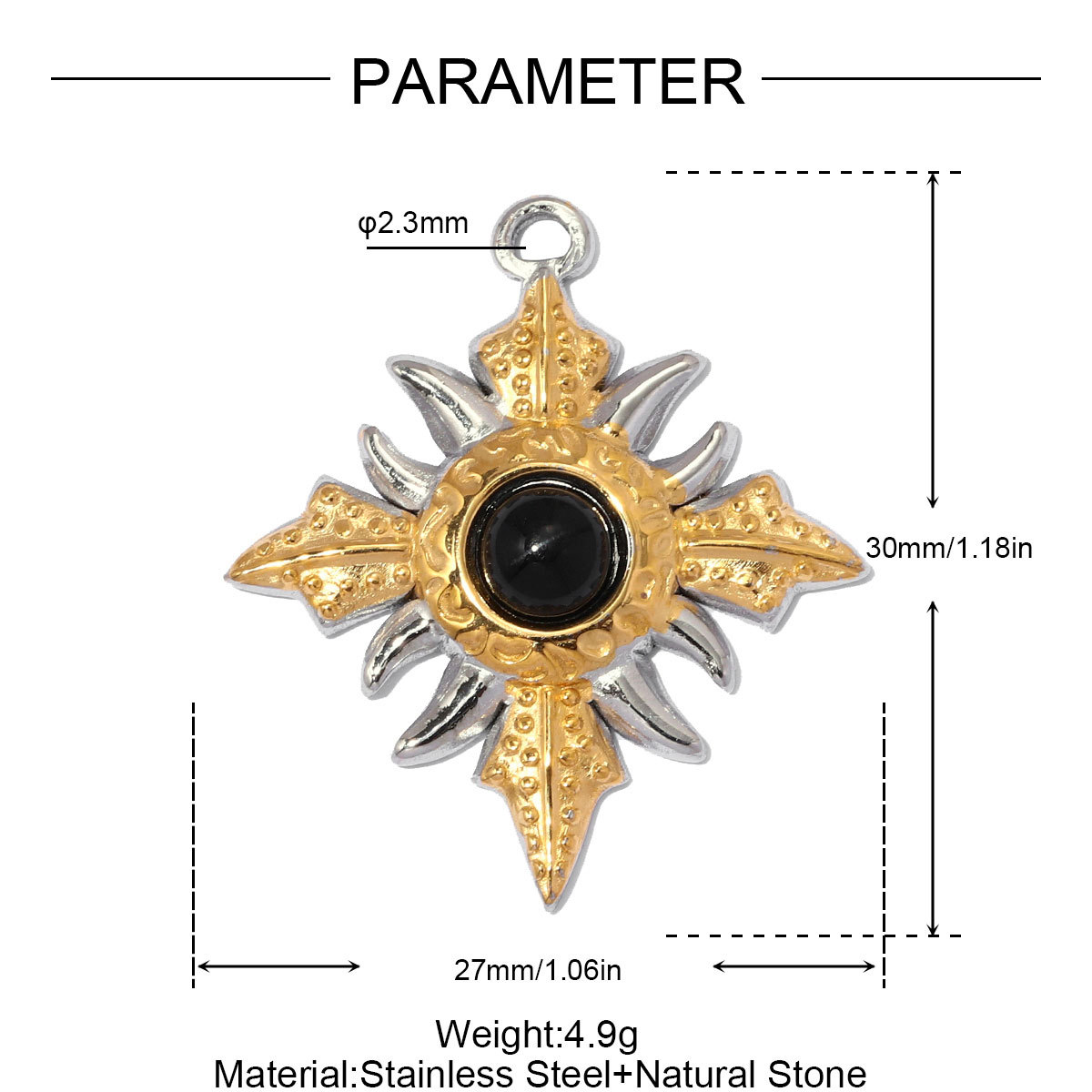 6pcs/pack Stainless Steel Two Tone Sun Leaf DIY Charms Cross Eye Rudder Necklace Pendant Women Rose Flower Jewelry Wholesale
