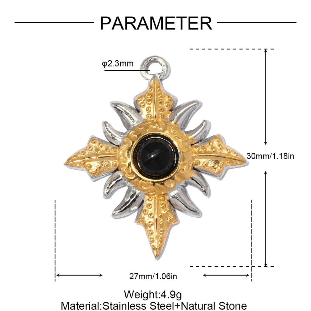 6pcs/pack Stainless Steel Two Tone Sun Leaf DIY Charms Cross Eye Rudder Necklace Pendant Women Rose Flower Jewelry Wholesale