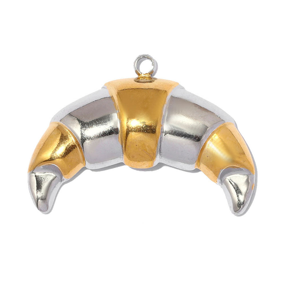 6pcs/pack Stainless Steel Two Tone Sun Leaf DIY Charms Cross Eye Rudder Necklace Pendant Women Rose Flower Jewelry Wholesale