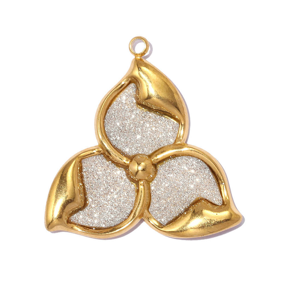 6pcs/pack Stainless Steel Two Tone Sun Leaf DIY Charms Cross Eye Rudder Necklace Pendant Women Rose Flower Jewelry Wholesale